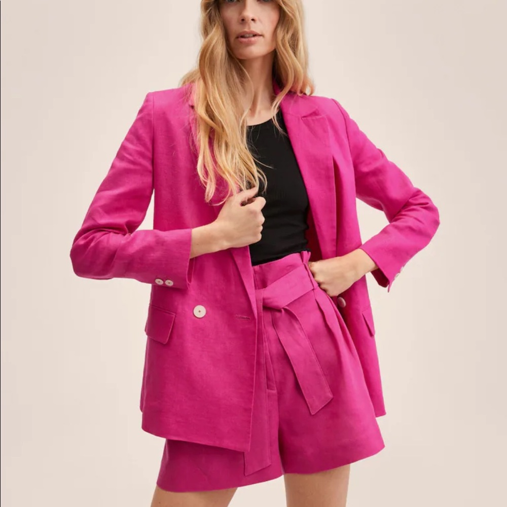 Hot Pink Linen Blazer